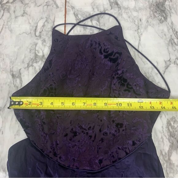 Zum Zum Purple Velvet Detail Criss Cross Open Back Prom Dress Gown size 11 / 12 - Picture 7 of 10